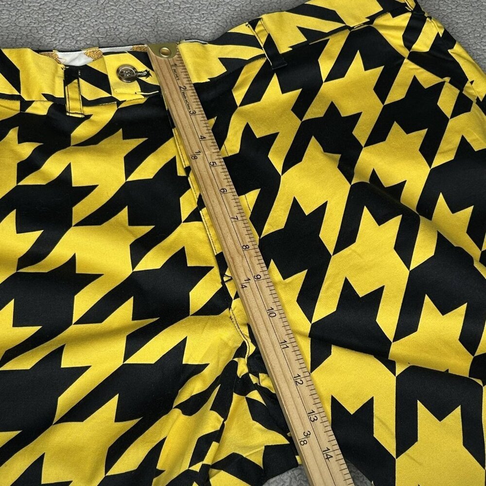 Loudmouth Golf Shorts Mens 38 Yellow Houndstooth Chino Stretch Golf 11 Inseam - Picture 9 of 10